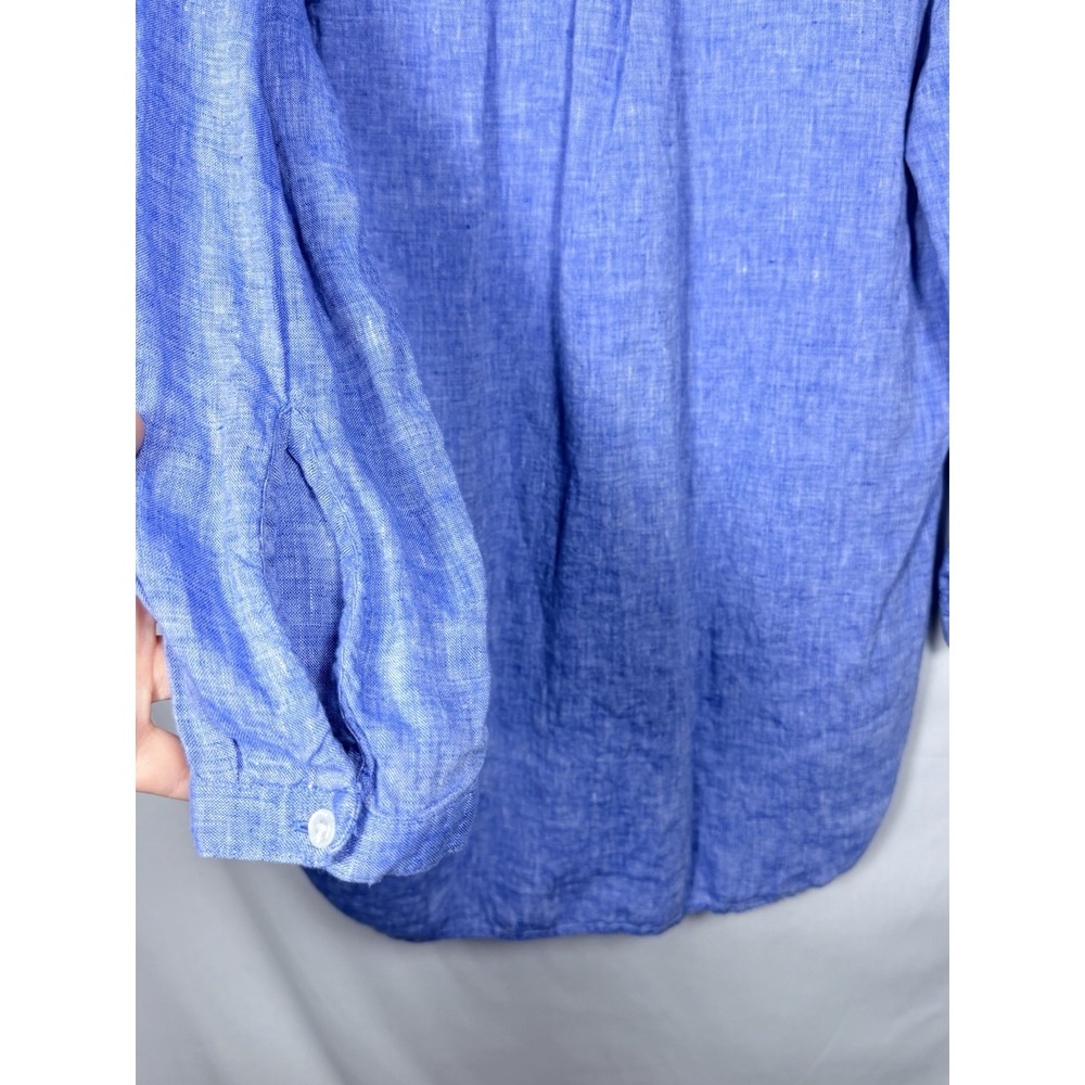 L.L.Bean 100% Linen Tunic Top Medium Blue Coastal Grandmother Beachy Boho - Picture 8 of 10